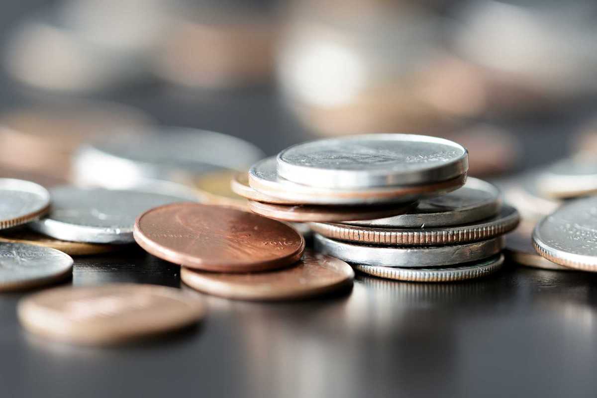 A close up of American coins.