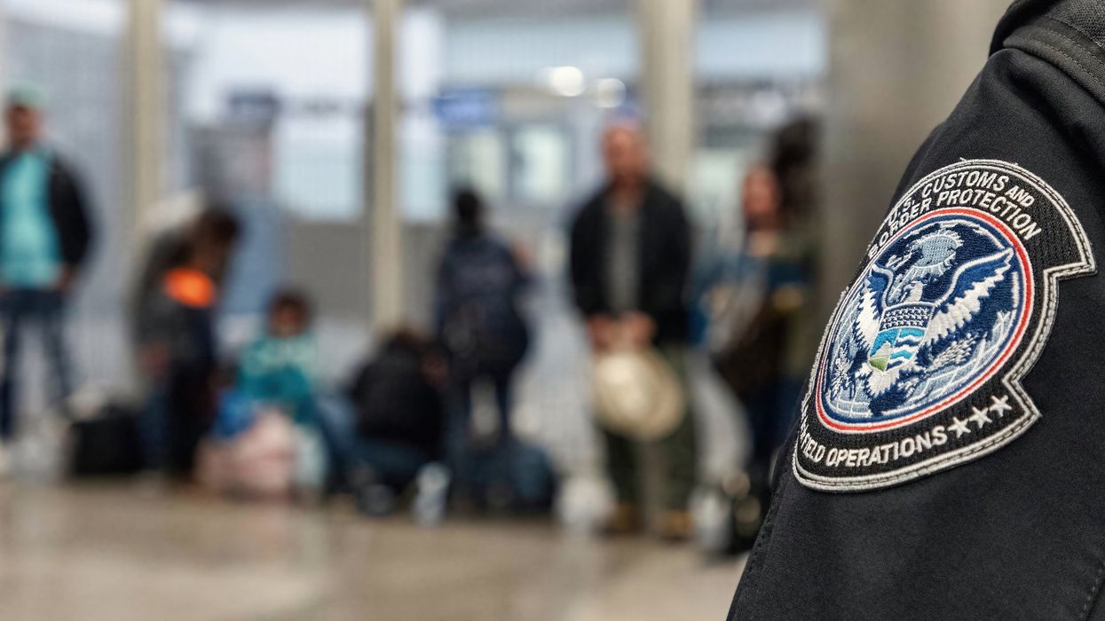 A close up of the Immigration and Customs Enforcement badge.