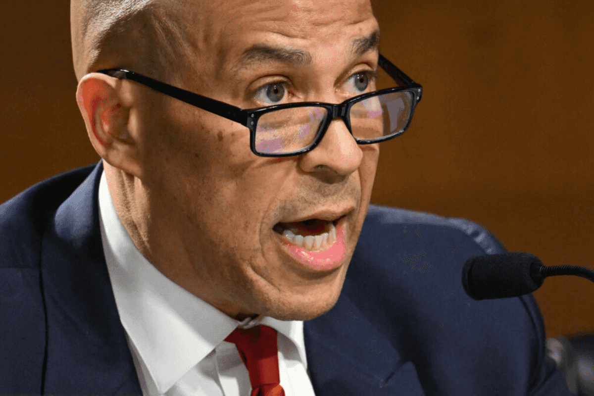 A close up of U.S. Senator Cory Booker speaking.