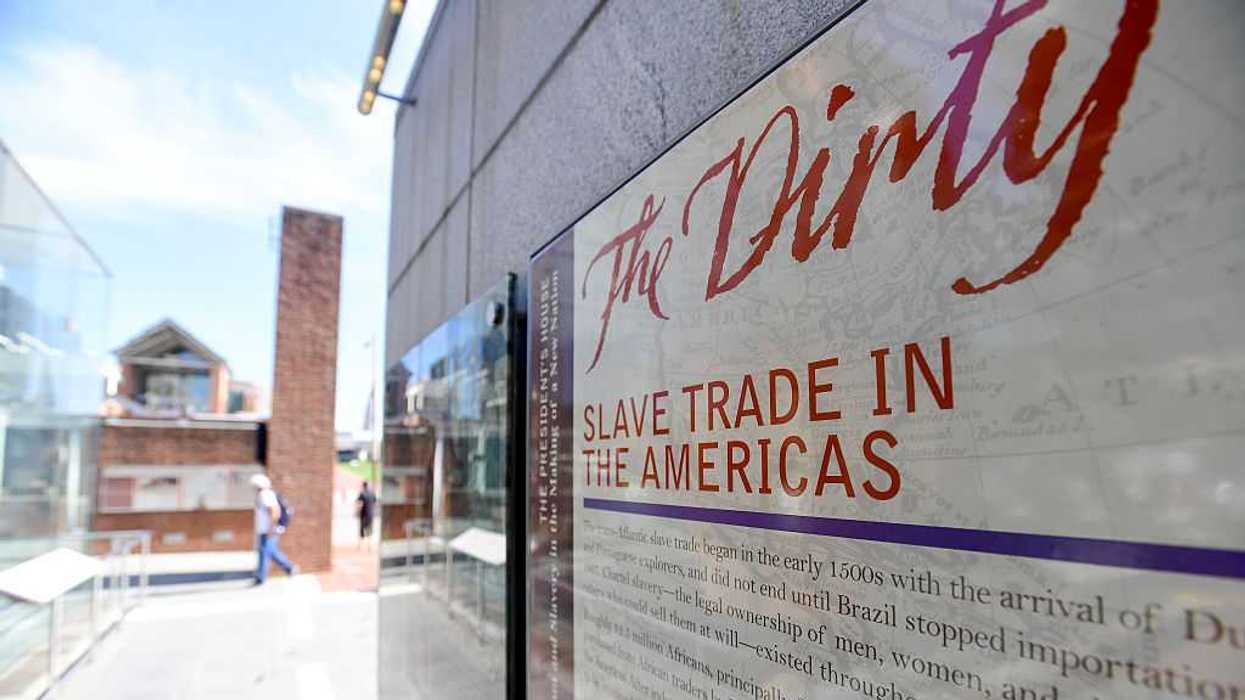 A display entitled 'The Dirty Business of Slavery' at the President's House on August 9, 2025 in Philadelphia, Pennsylvania.