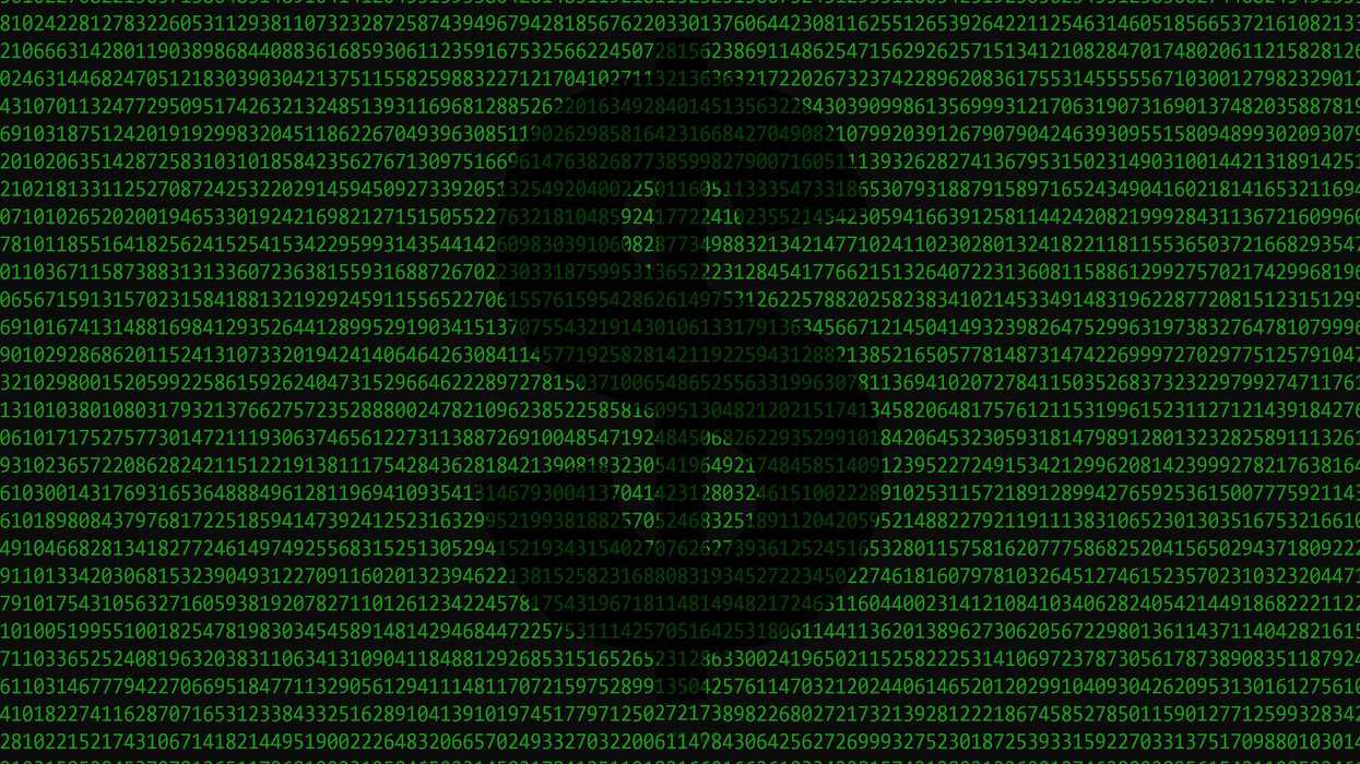 A large dollar sign surrounded by code, number sequences in green ink.