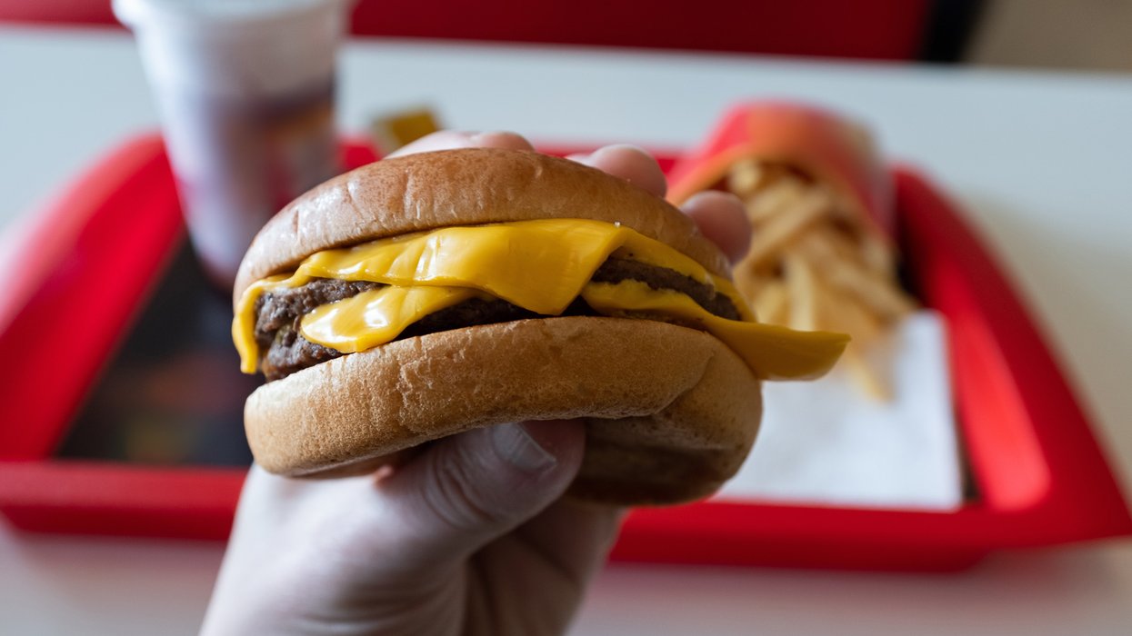 A man eating fast food
