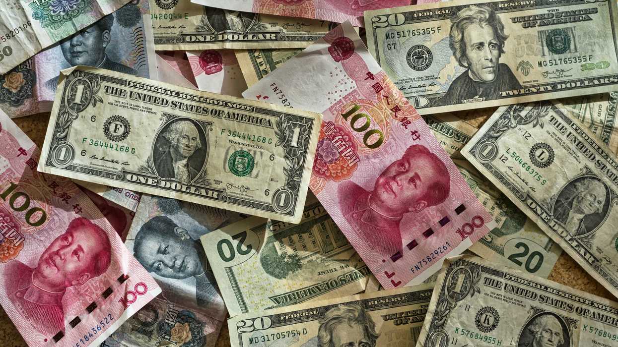 A montage of dollars and yuans