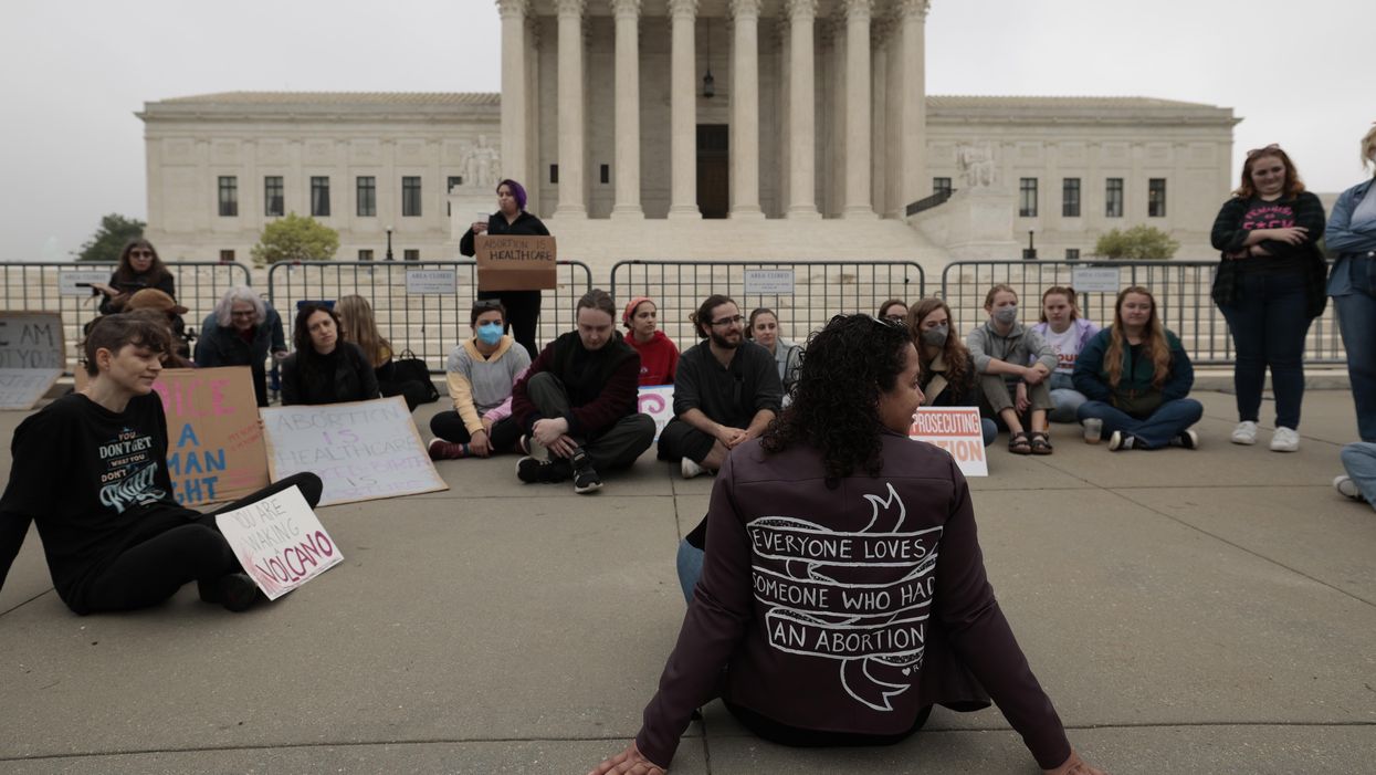 Abortion rights supporters at the Supreme Court