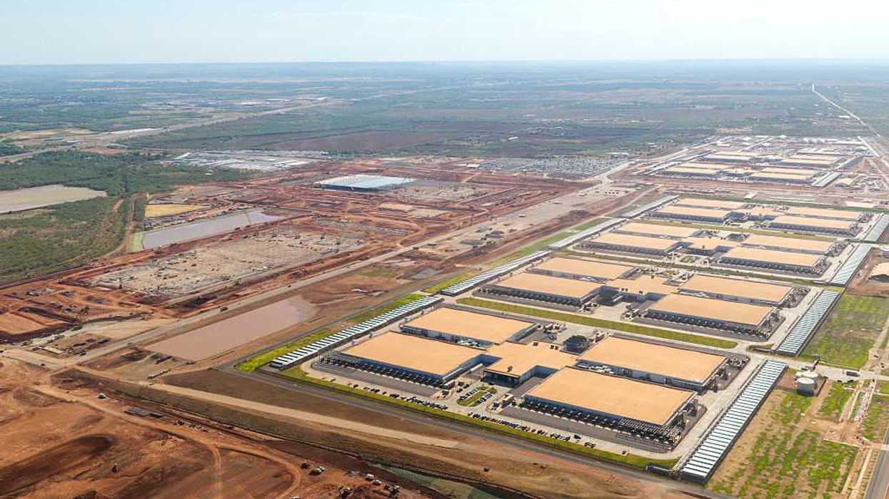 aerial view of an AI data center.