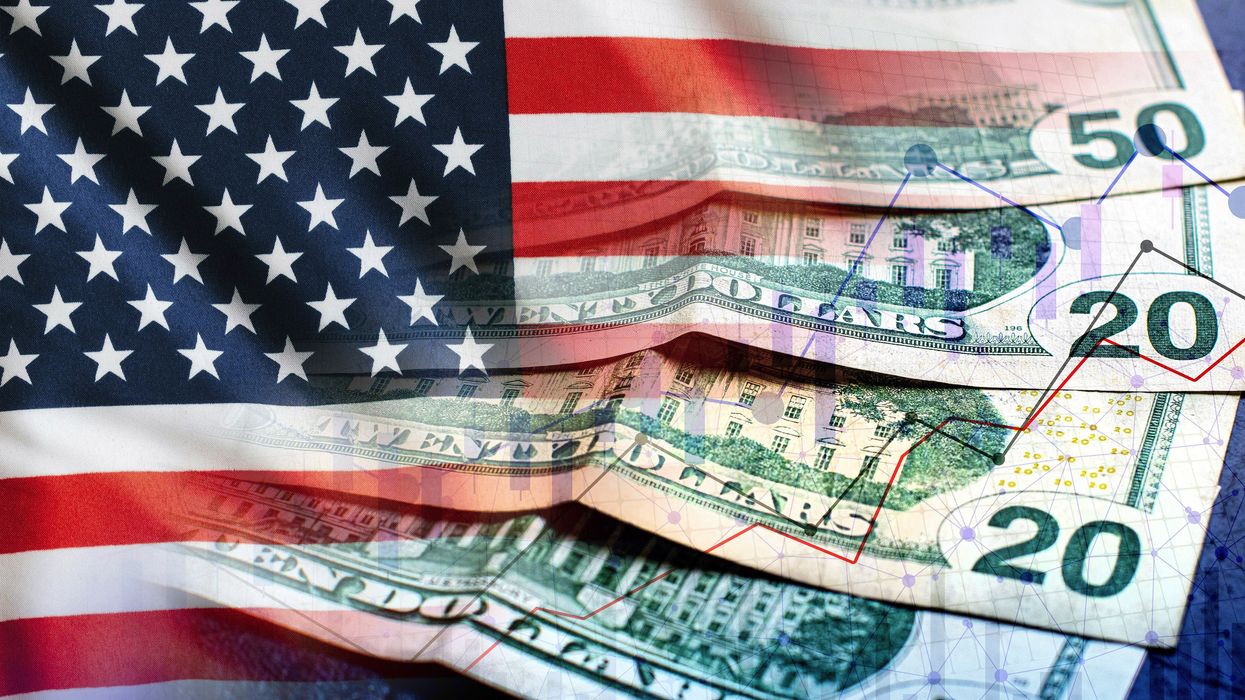 American flag and money