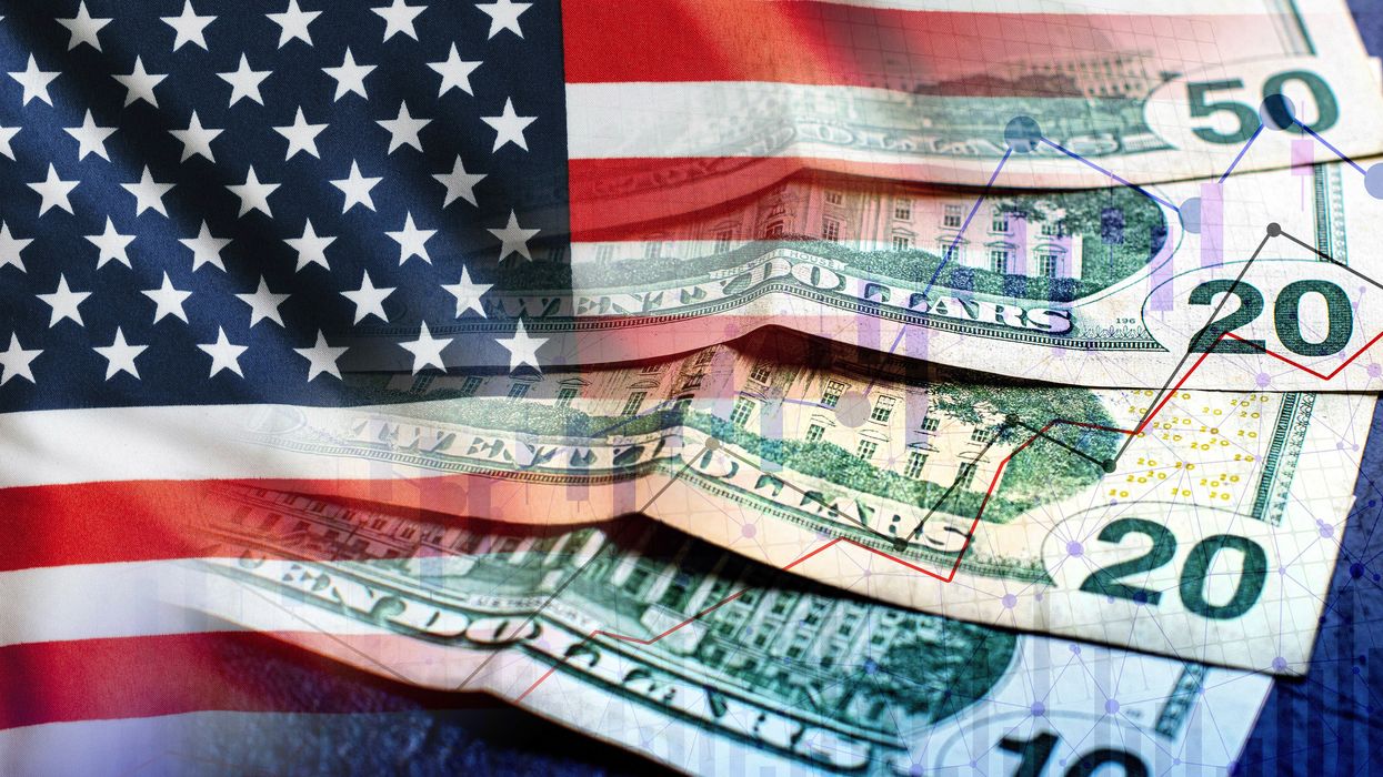 American flag and money