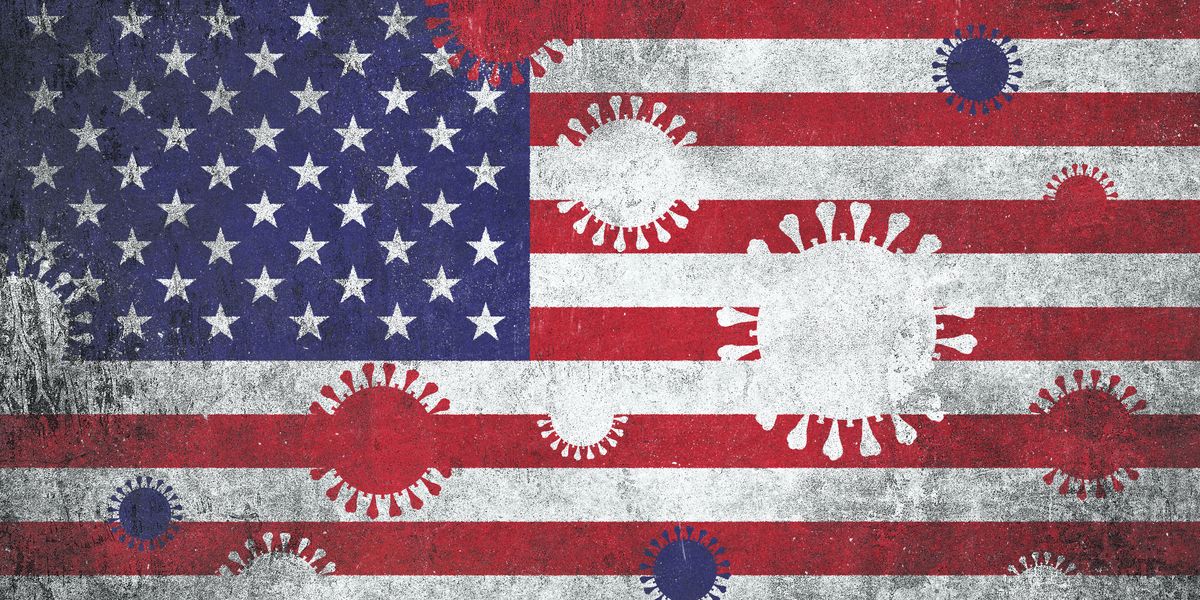 American flag, coronavirus