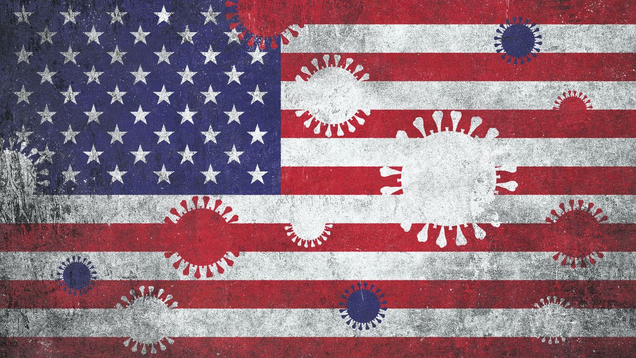 American flag, coronavirus