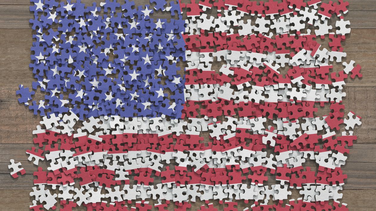 American flag in pieces