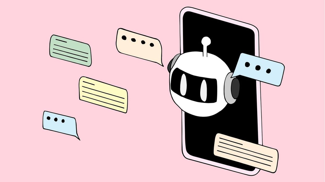 An illustration of an AI chatbot and an iphone.