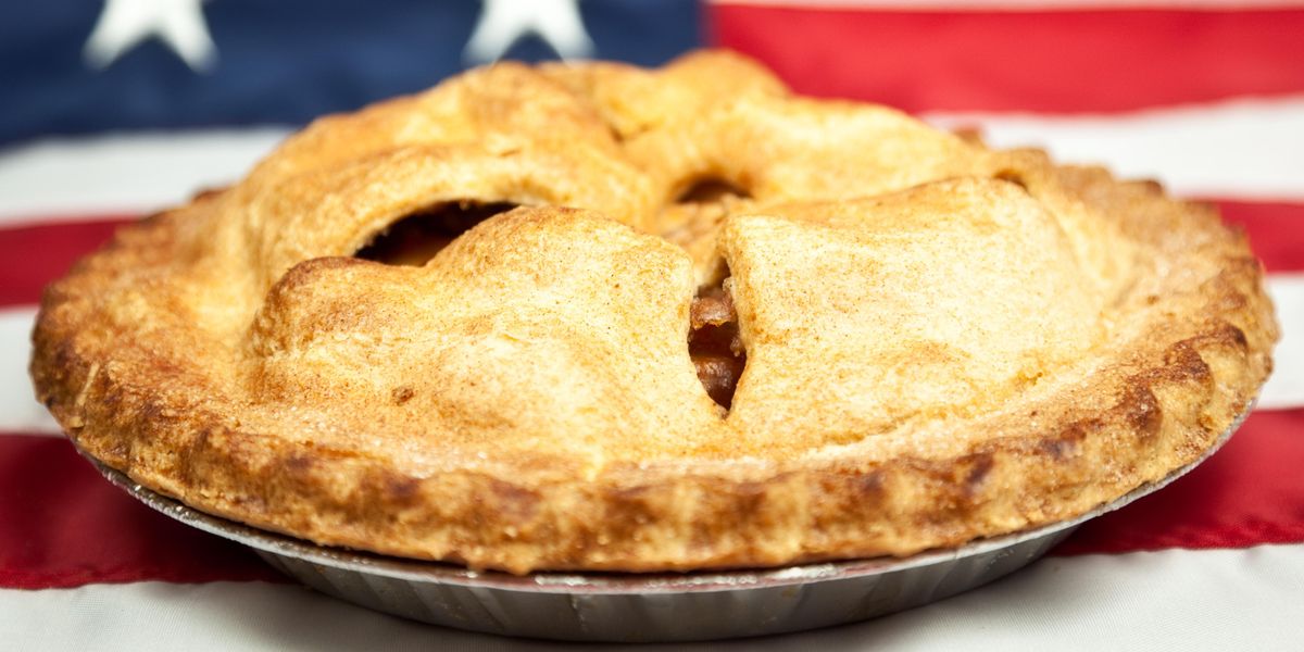 Apple pie on an American flag