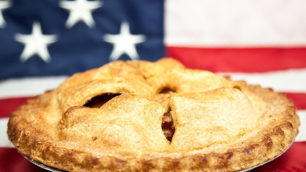 Apple pie on an American flag