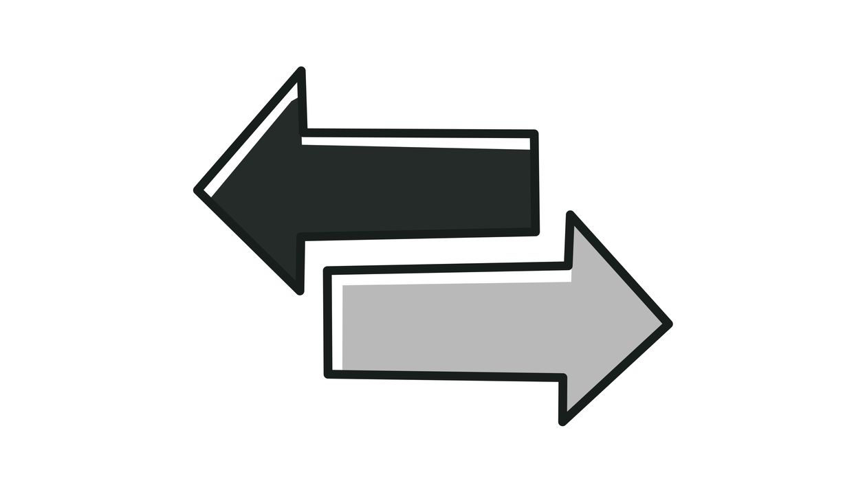 arrows pointing in opposite directions