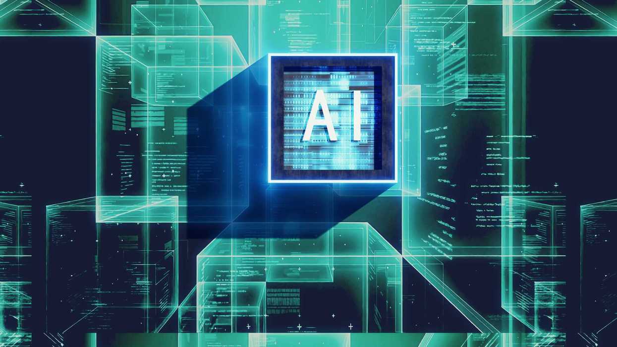 Artificial intelligence chip, AI processor, Backgrounds 3D rendered image.