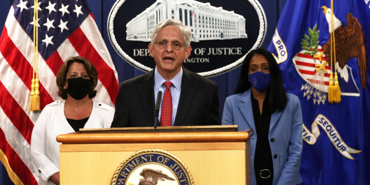 Attorney General Merrick Garland, Deputy Attorney General Lisa Monaco and Associate Attorney General Vanita Gupta, announces a federal lawsuit over Texas' new abortion law.