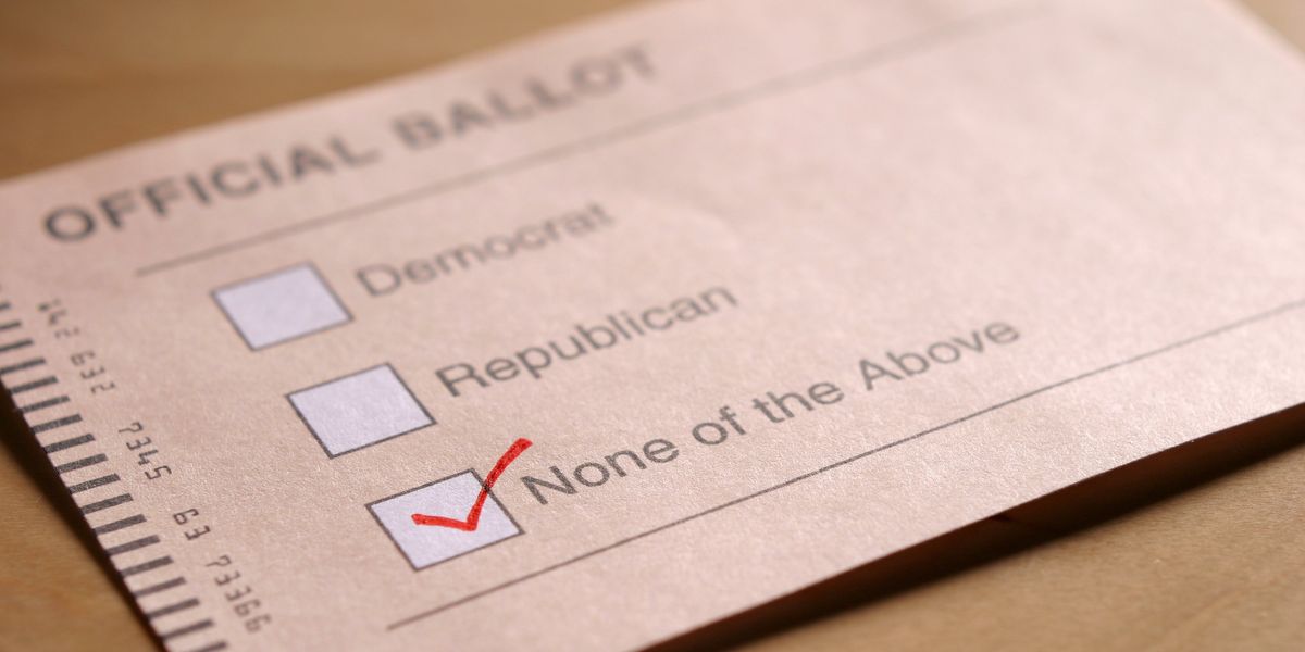 Ballot with "None of the Above" selected