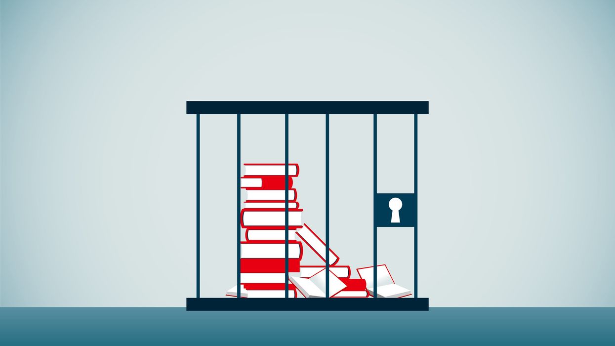 Books locked in a cage