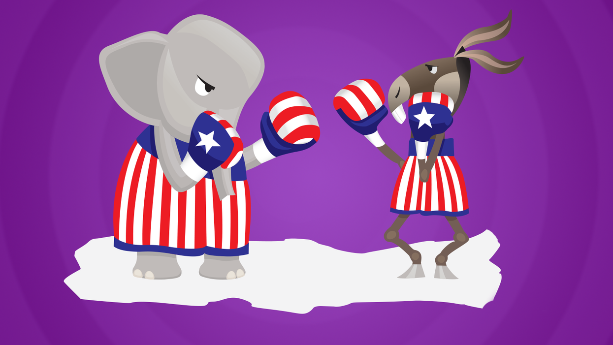 Boxing elephant and donkey