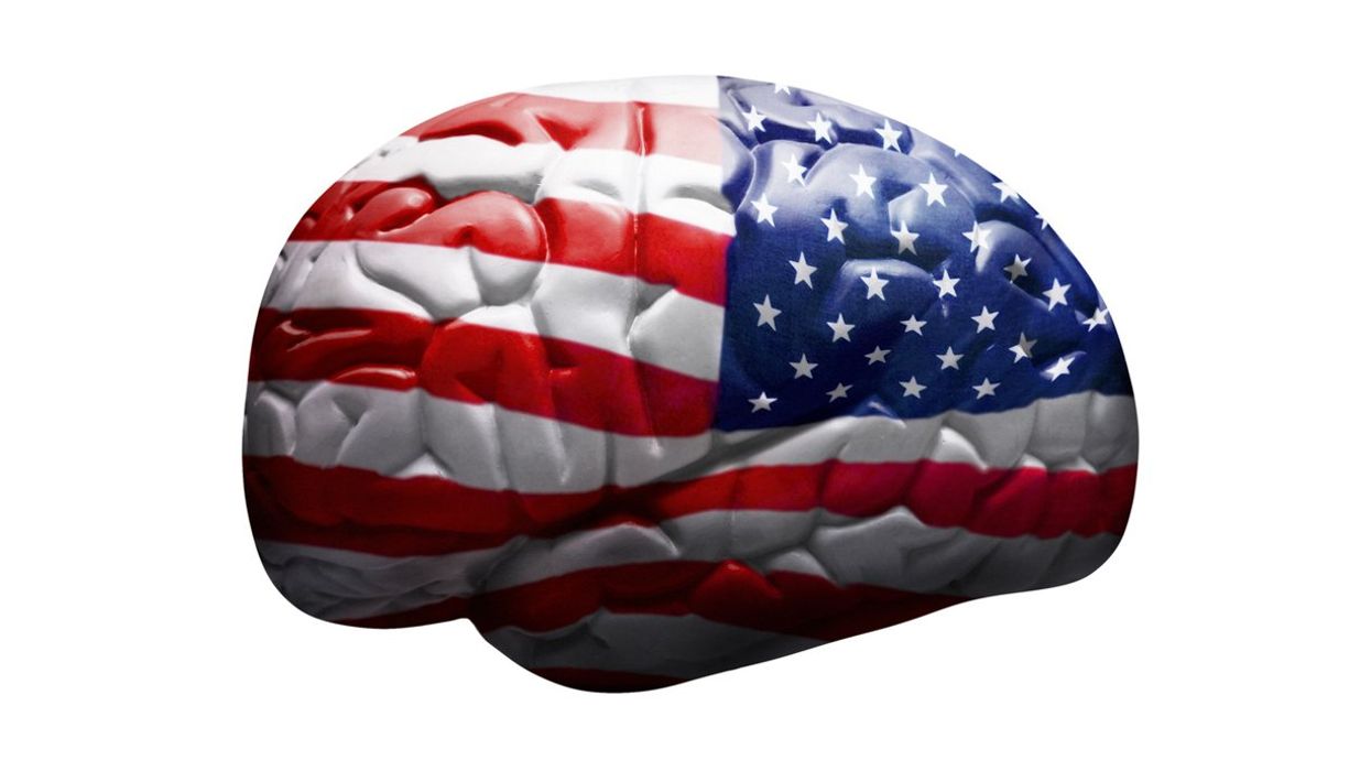 Brain with American flag colors