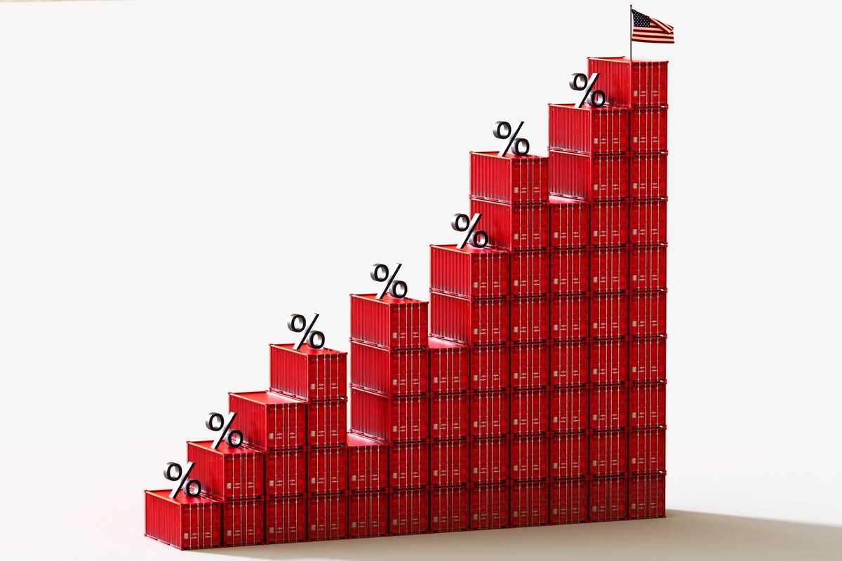 Cargo containers piled on each other.