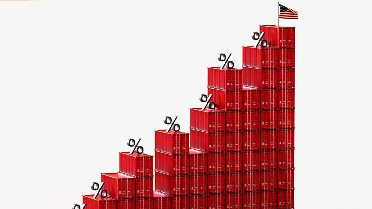 Cargo containers piled on each other.