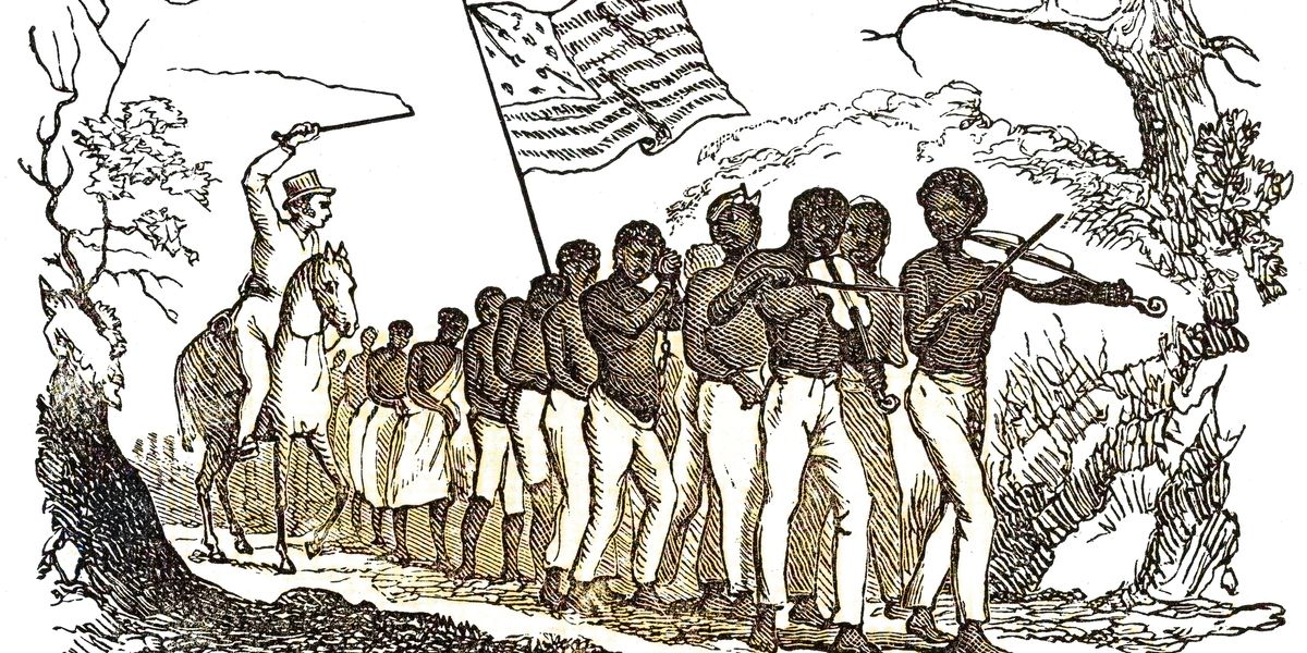 Cartoon depicting slavery