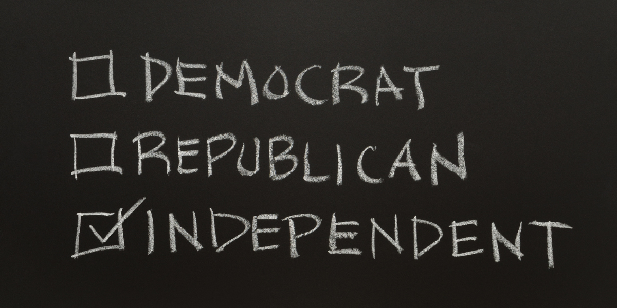 Checklist for "Democrat," "Republican" and "Independent"