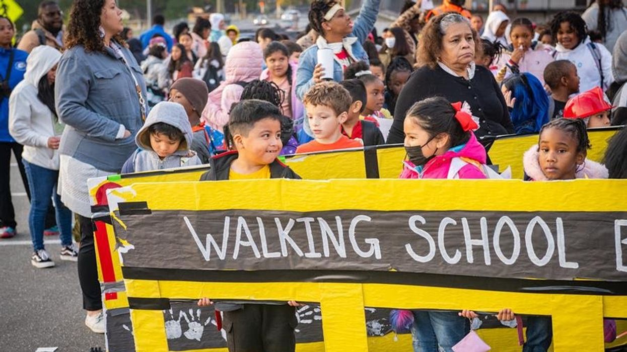 Children in a walking school bus