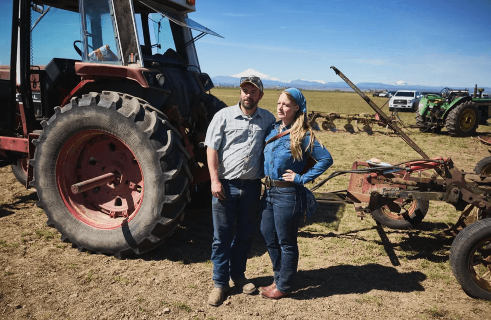 Chris Casad, left, and Cate Havstad-Casad bought their Madras, Oregon, property in 2017 with hopes of expanding a vegetable growing business.
