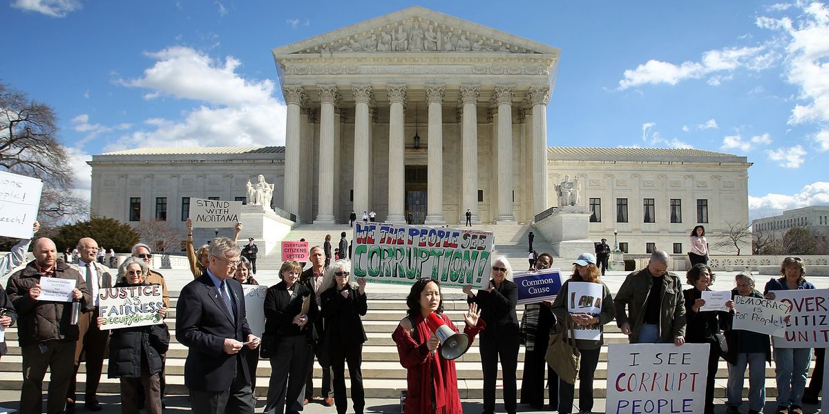 Citizens United protests at the Supreme Court