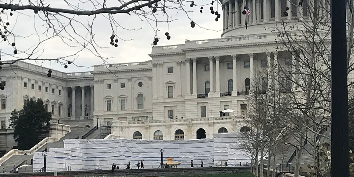 Construction for the 2021 inauguration at the U.S. Capitol
