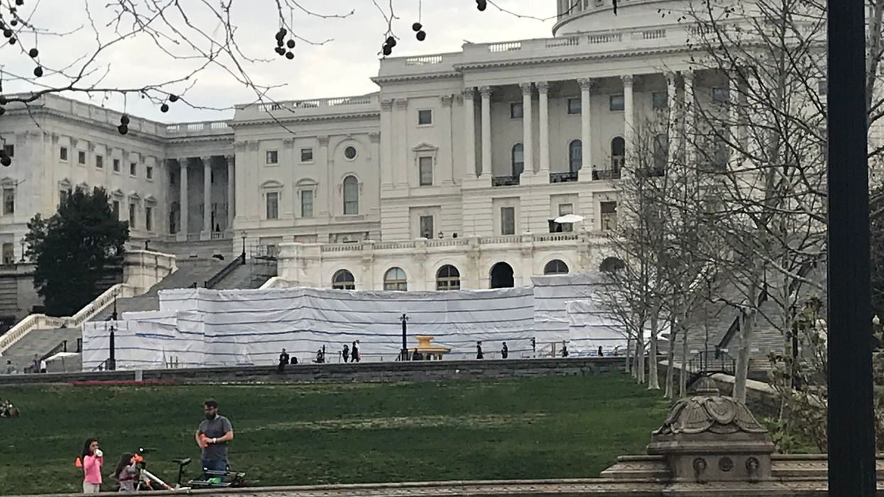 Construction for the 2021 inauguration at the U.S. Capitol