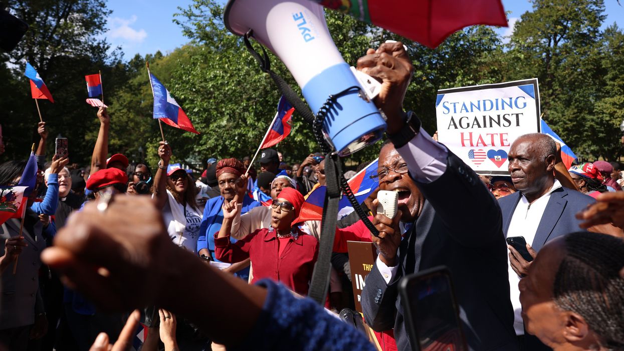 Crowd protesting in Boston