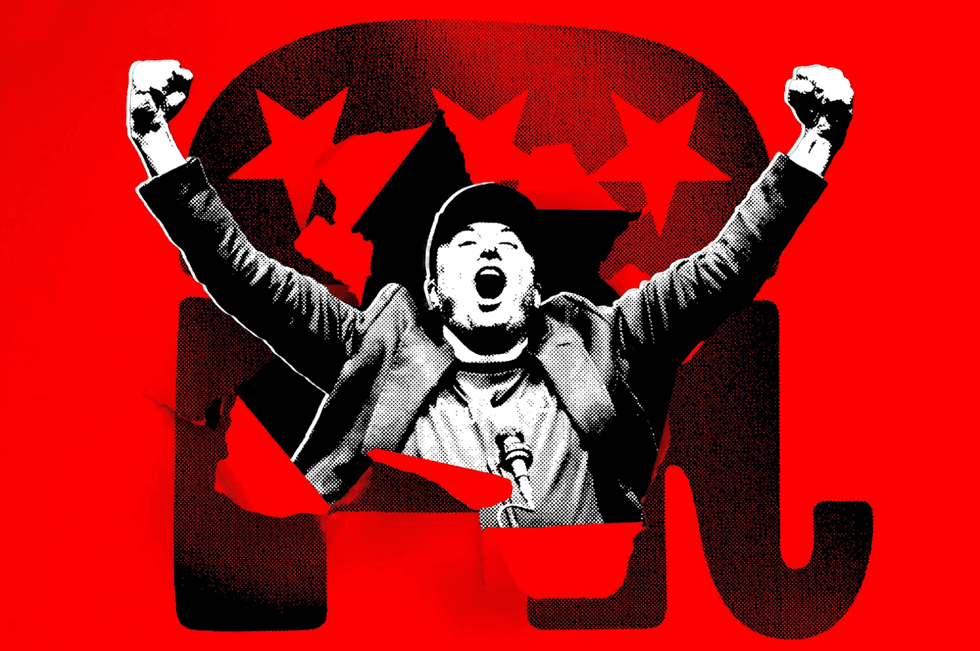 depiction of elon musk celebrating