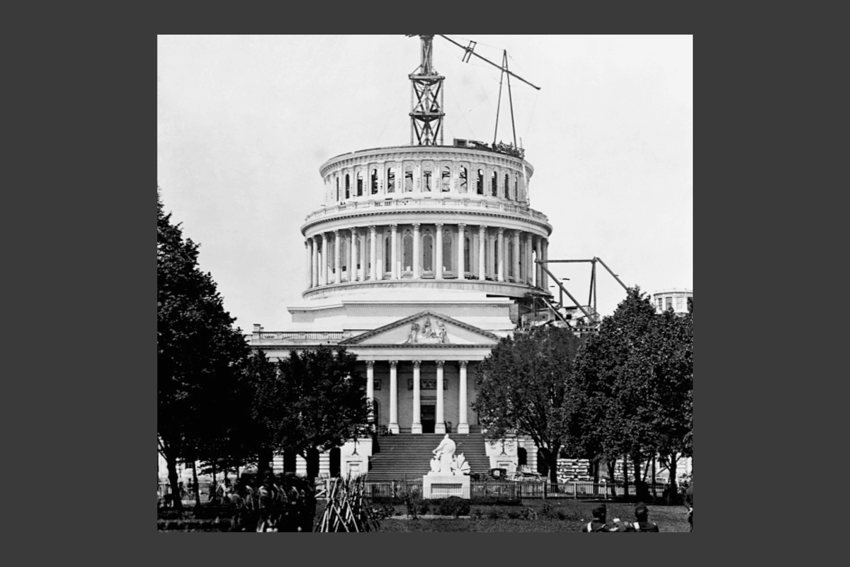 Dome of US Capitol Under Construction