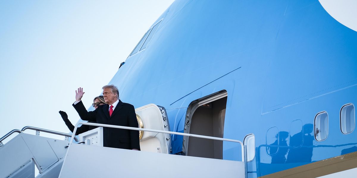 Donald and Melania Trump leave Washington at the end of his term