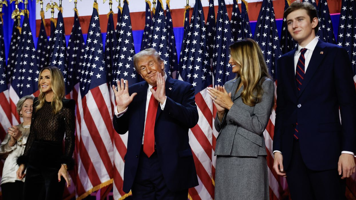 Donald Trump and his family on stage