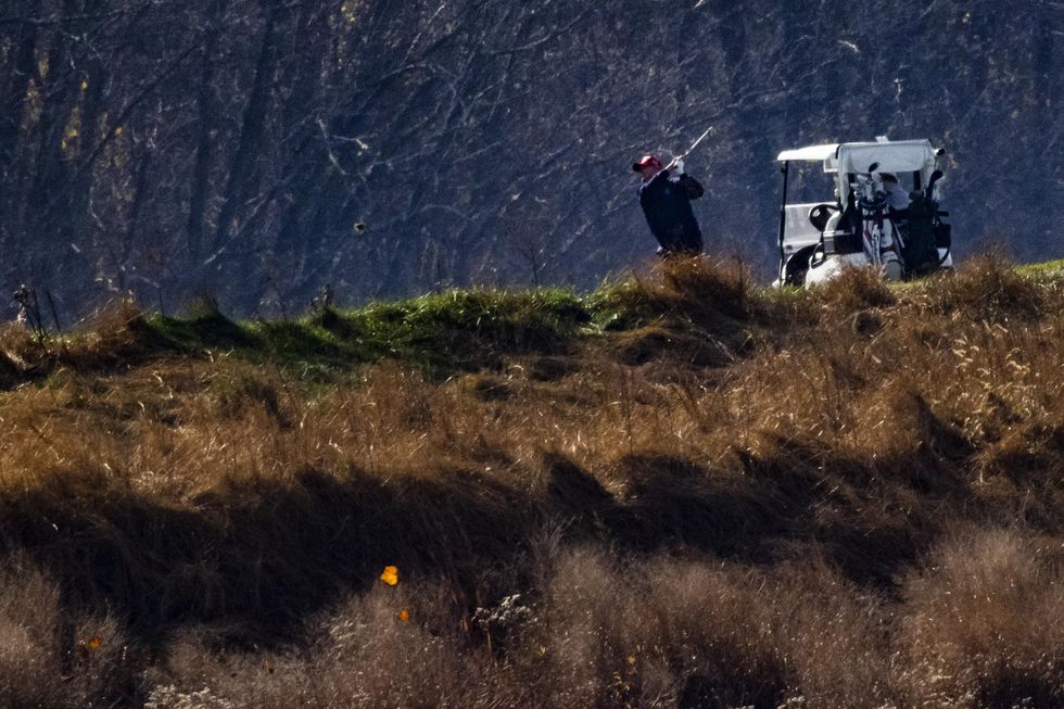 Donald Trump plays golf in Virginia