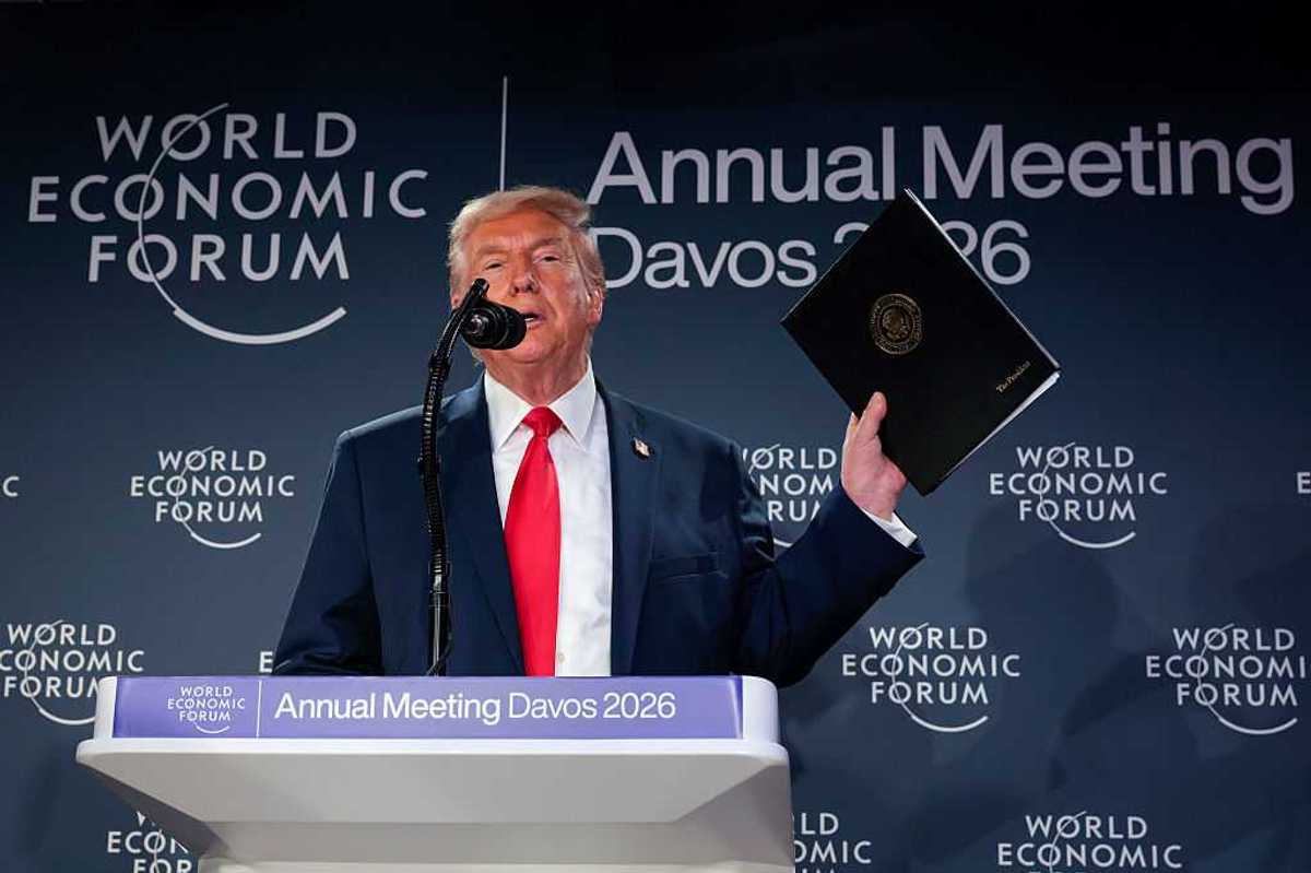 Donald Trump speaking at the World Economic Forum (WEF) Annual Meeting.