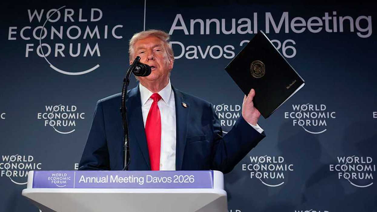 Donald Trump speaking at the World Economic Forum (WEF) Annual Meeting.