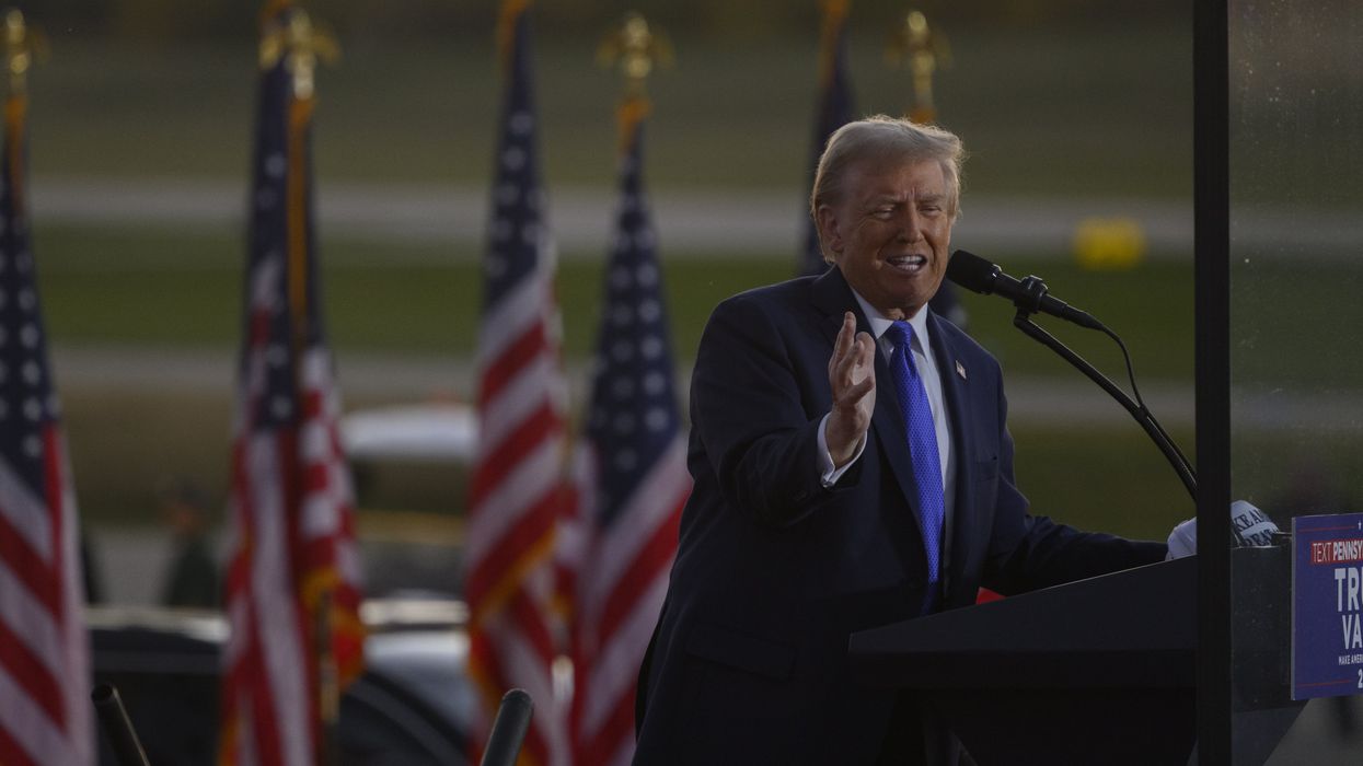 Donald Trump speaking on stage