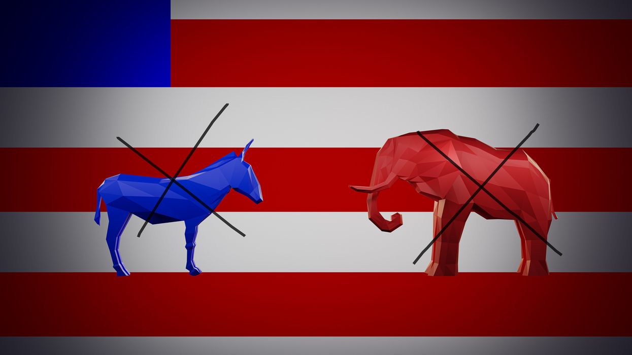 Donkey and elephant both crossed out