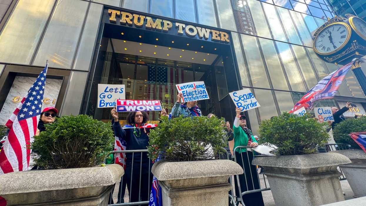 Dozens of Trump supporters showed up to the annual St. Patricks Day Parade along Fifth Avenue in New York City.