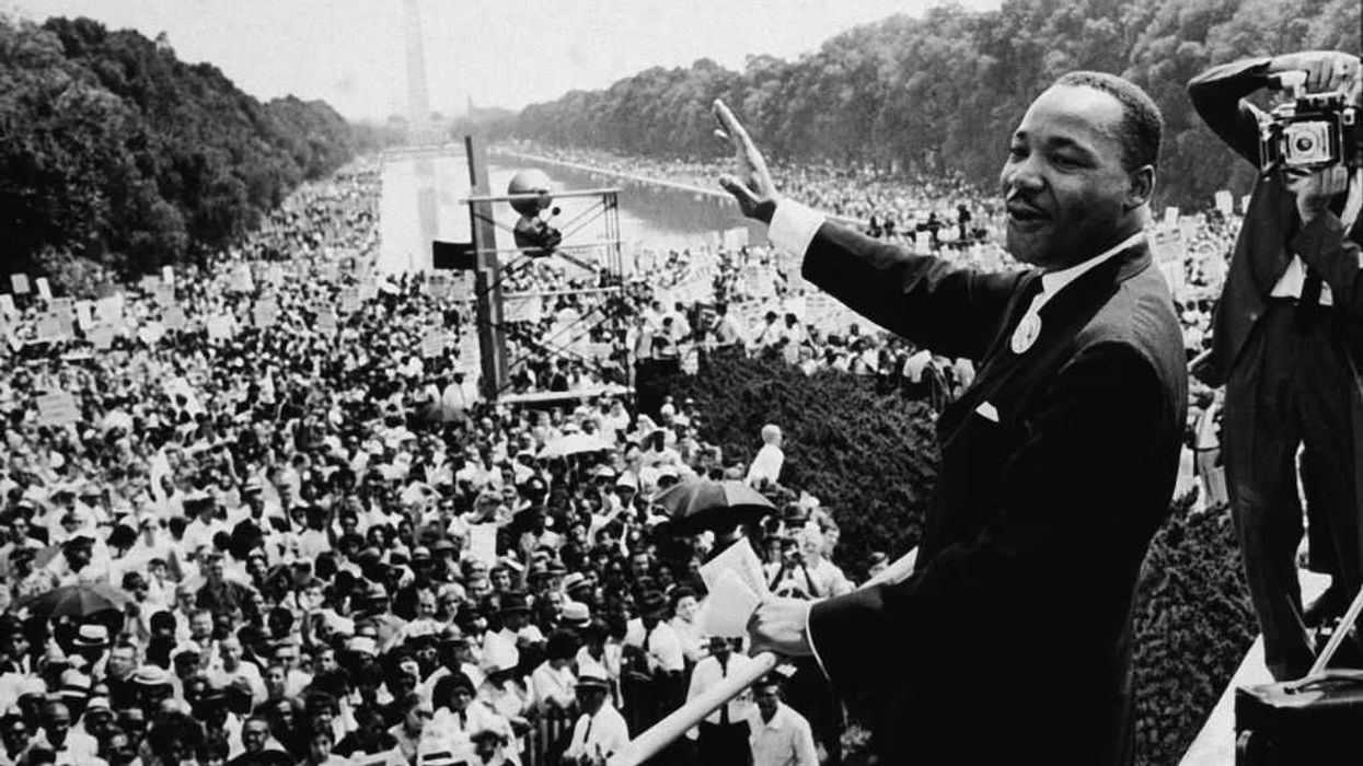 Dr Martin Luther King Jr addresses a crowd at the March On Washington, Washington DC.