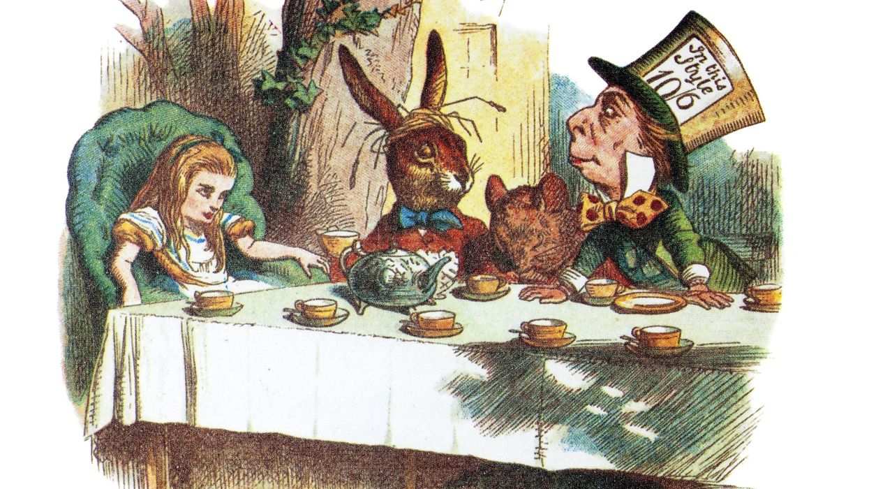 Drawing of a scene from "Alice in Wonderland"