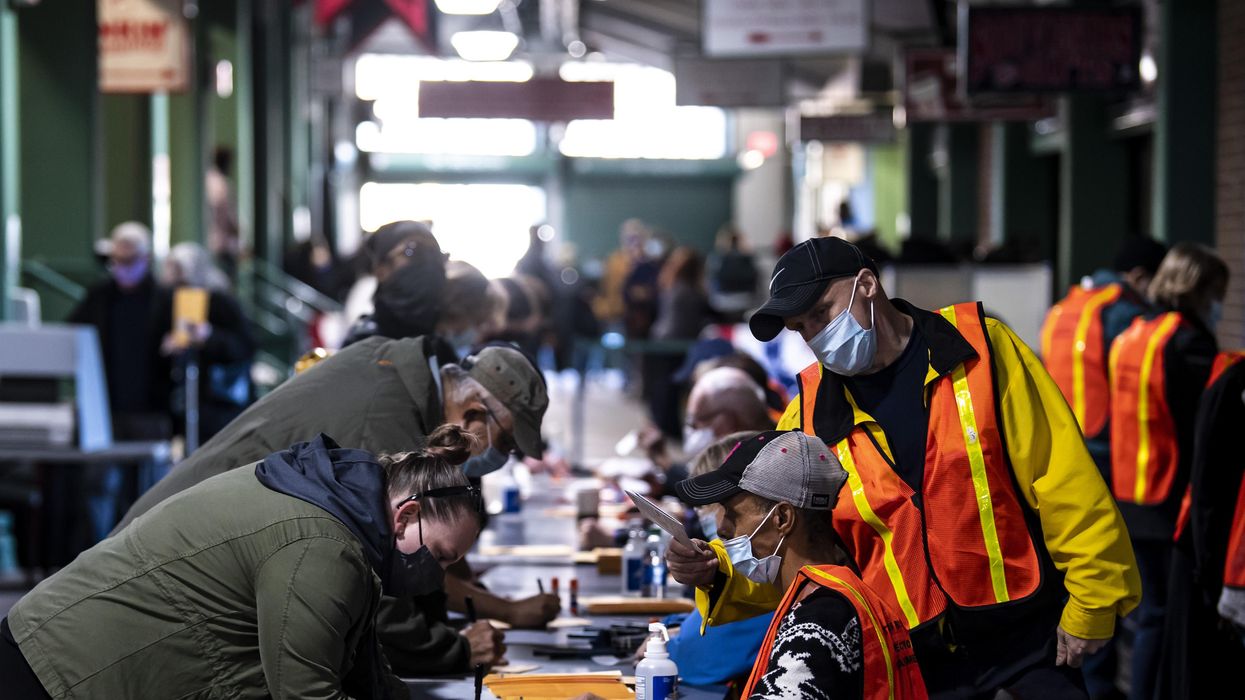 Early voting in Fenway Park