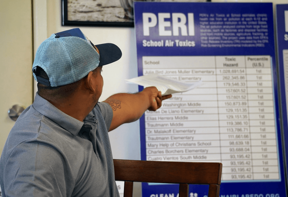 Edgar Villase\u00f1or explains the varying levels of air contamination affecting schools across Laredo, Texas
