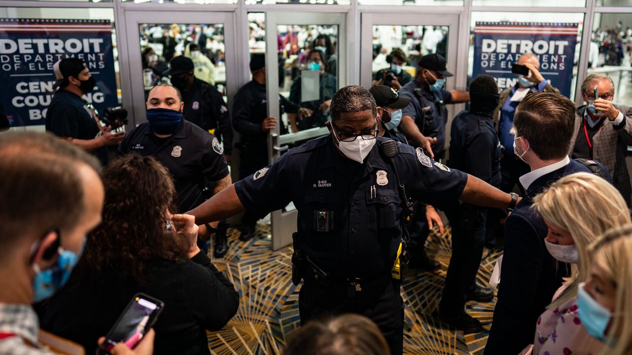 Election challengers in Detroit in 2020