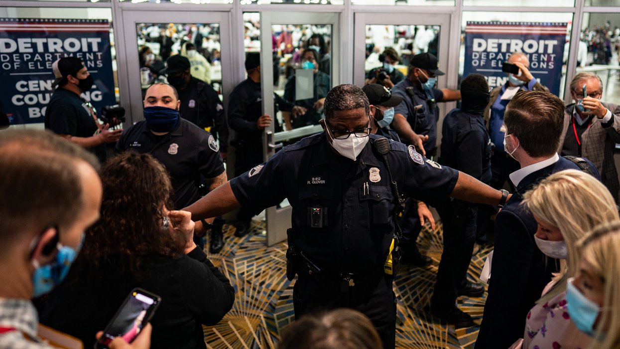 Election challengers in Detroit in 2020